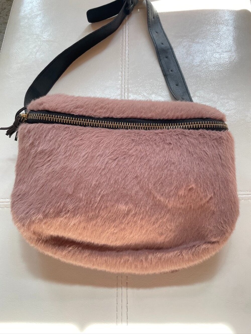 Natural Life Dusty Rose Faux Fur Fanny Pack Belt Bag